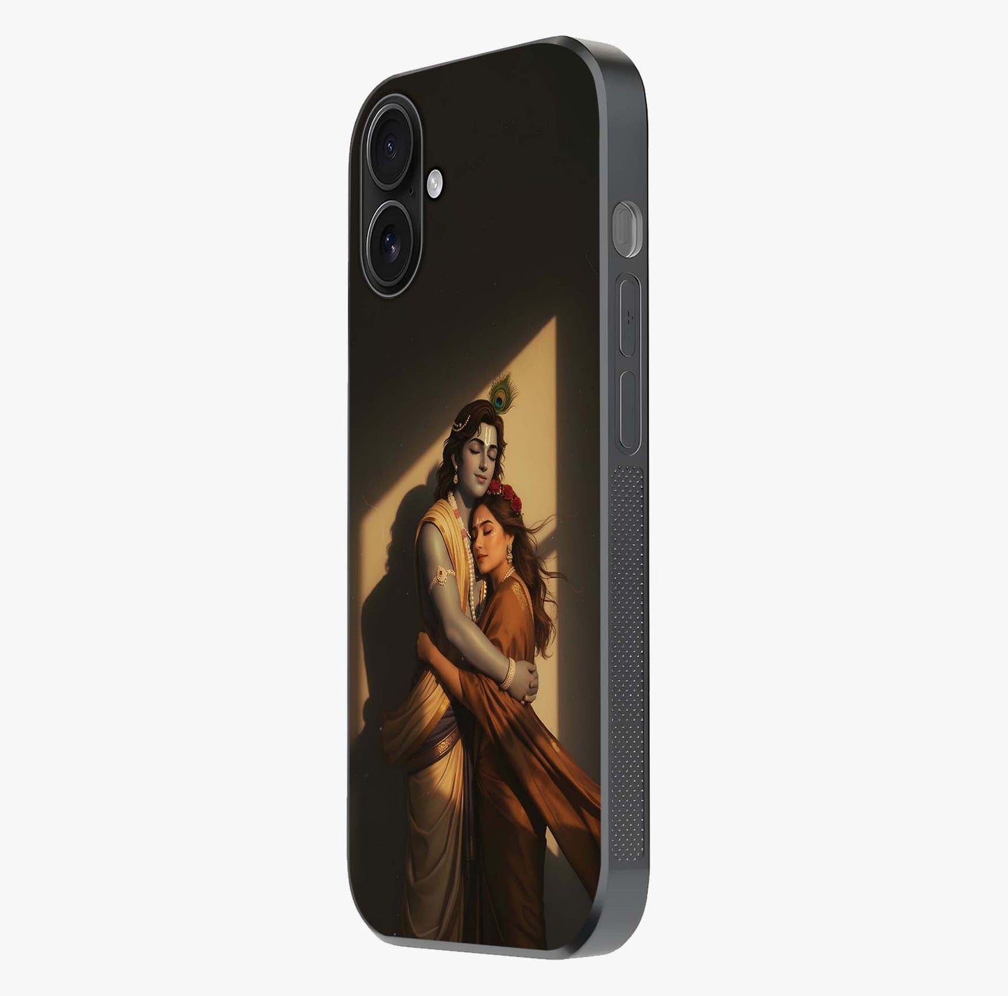 Divine Eternal Love Glass Case photographed in natural light showing reflective finish and design depth.