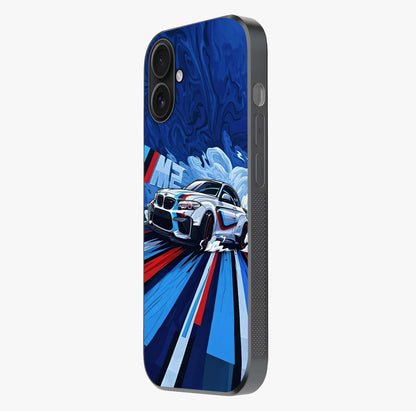 Drift Power Rush Glass Case photographed in natural light showing reflective finish and design depth.