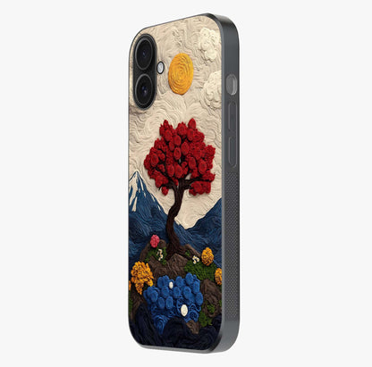 Eternal Nature Tapestry Glass Case photographed in natural light showing reflective finish and design depth.