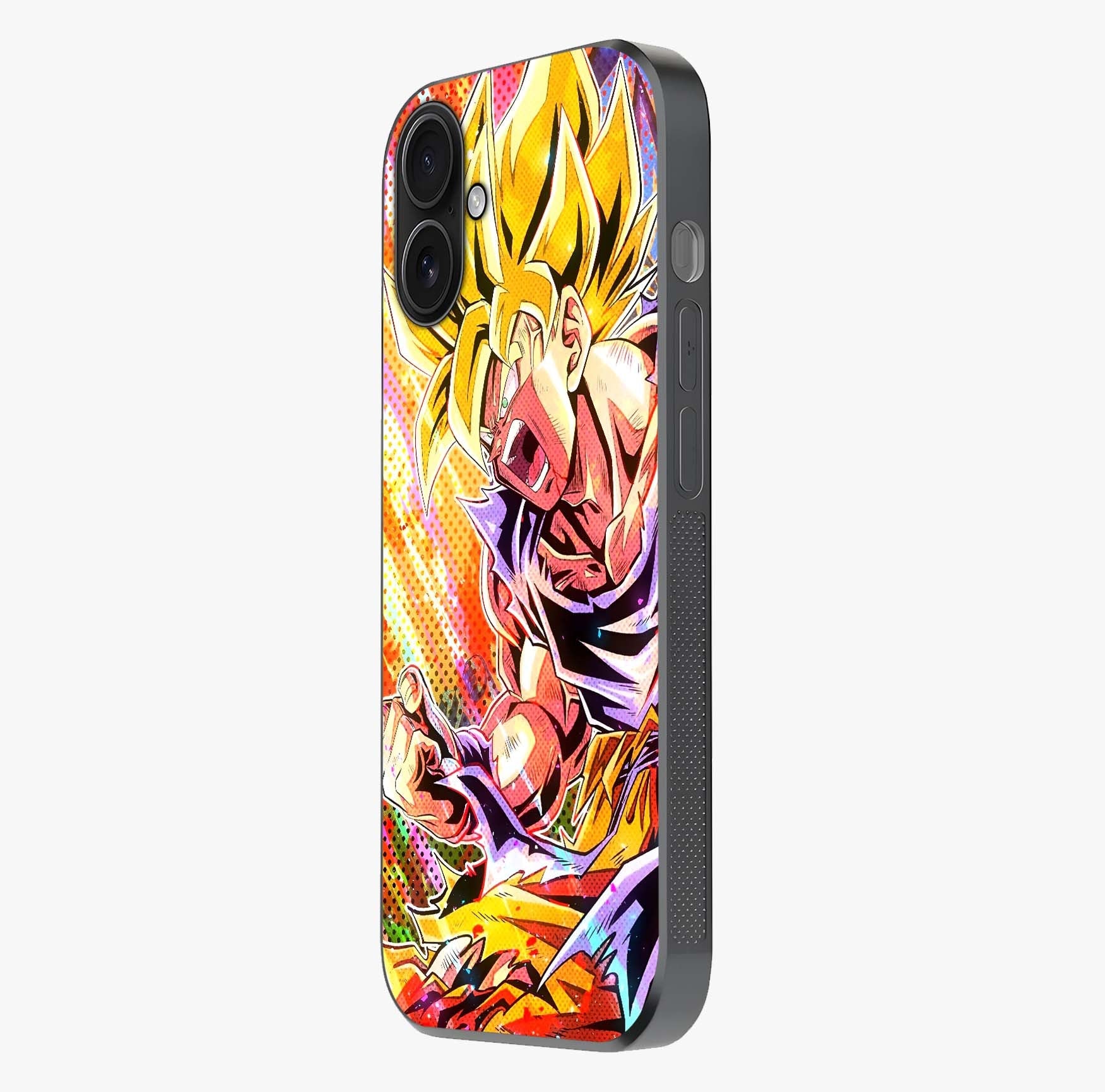 Firing Goku Glass Case photographed in natural light showing reflective finish and design depth.