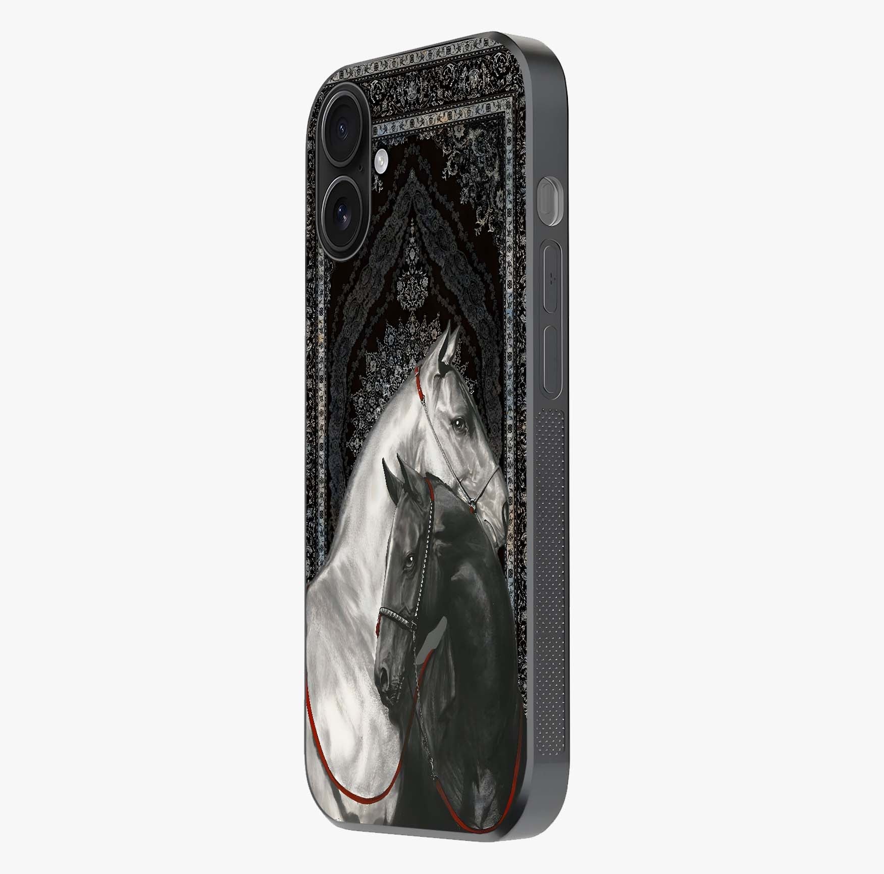 Majestic Ride Legacy Glass Case photographed in natural light showing reflective finish and design depth.