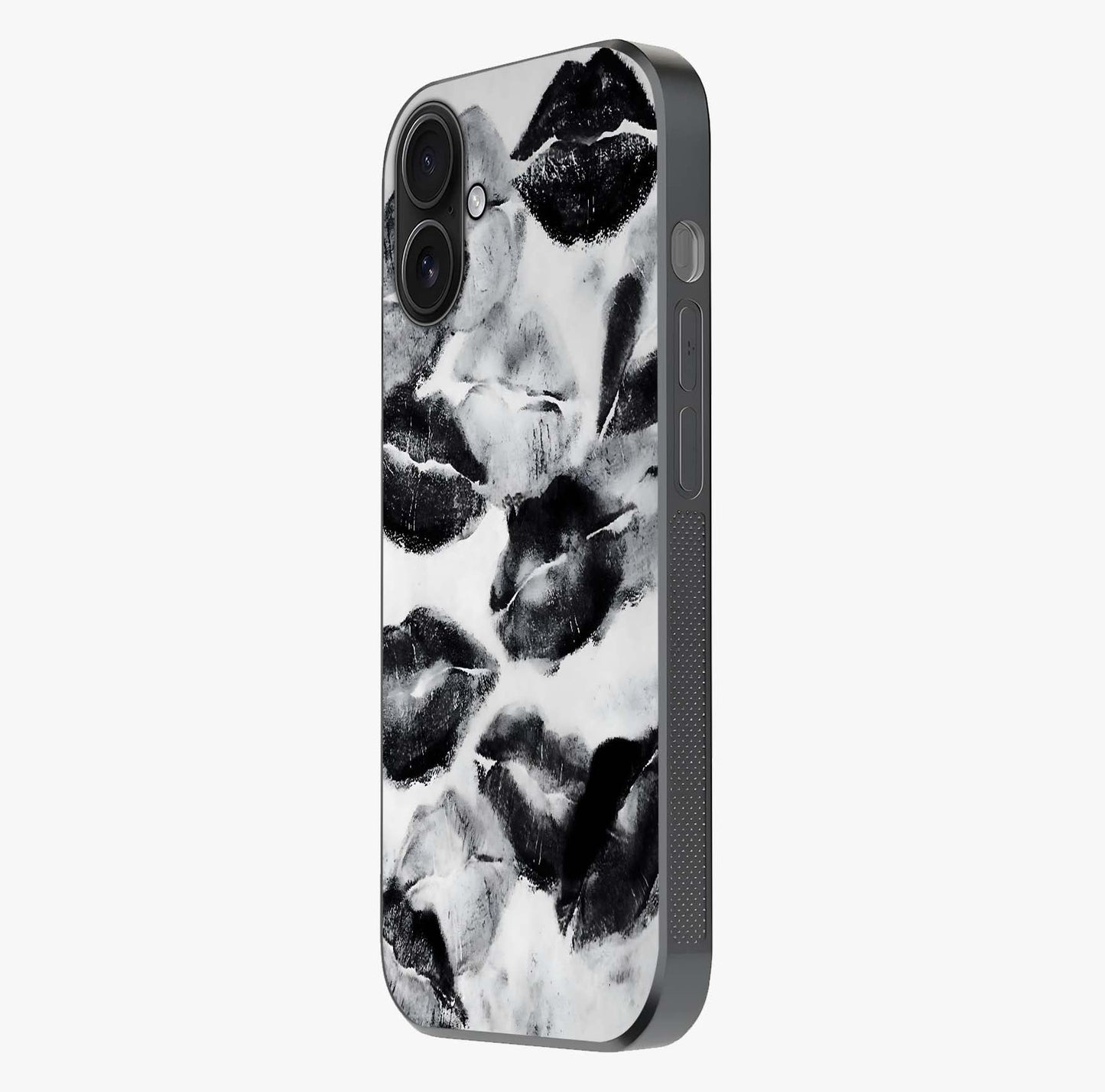 Midnight Kiss Marks Glass Case photographed in natural light showing reflective finish and design depth.