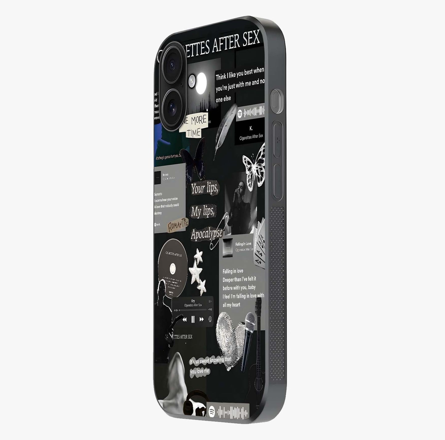 Midnight Love Echo Glass Case photographed in natural light showing reflective finish and design depth.