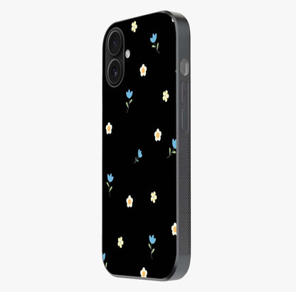 Minimal Petal Whispers Glass Case photographed in natural light showing reflective finish and design depth.
