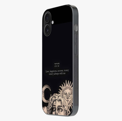 Mystic Victory Aura Glass Case photographed in natural light showing reflective finish and design depth.