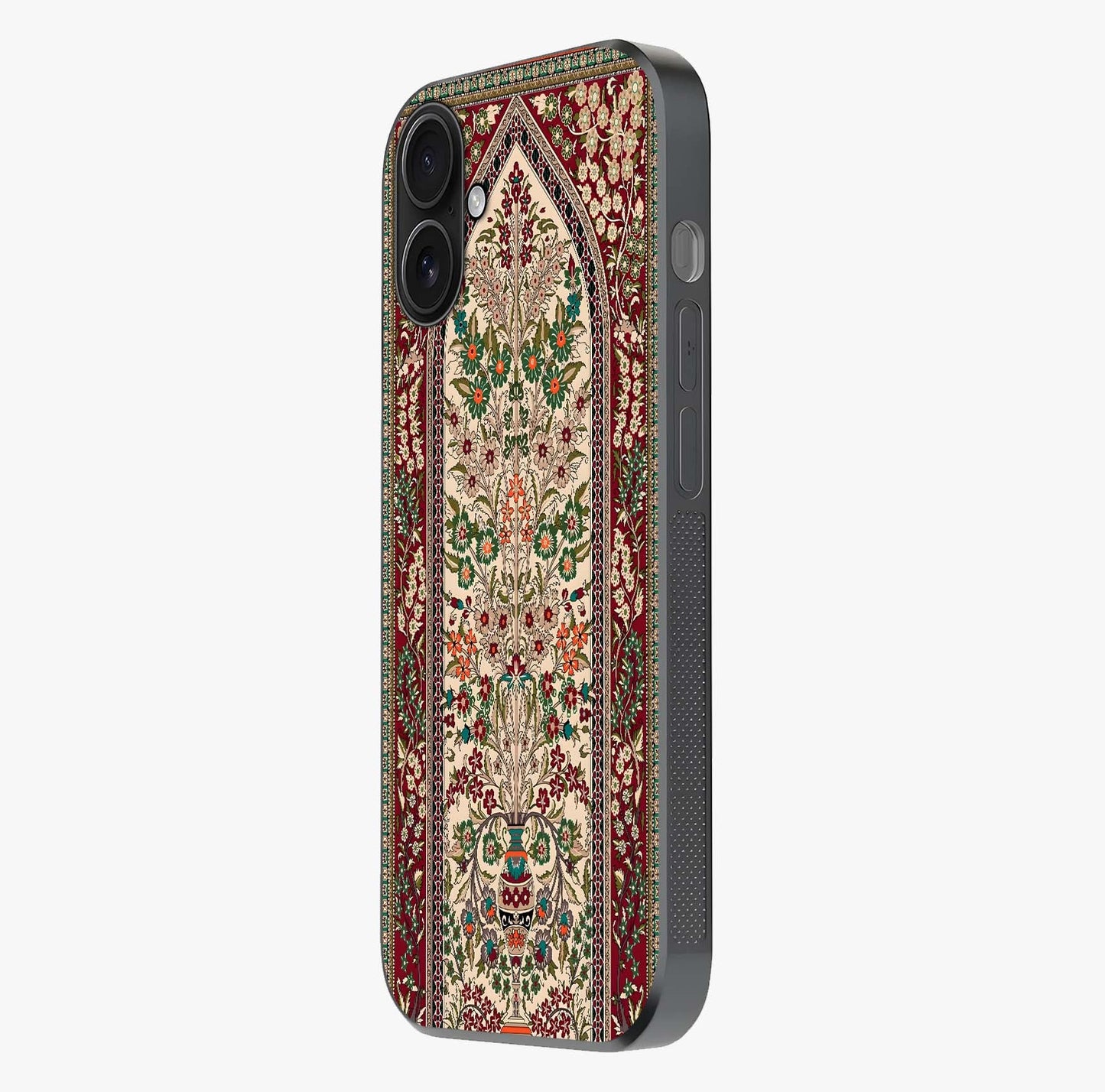 Persian Inspired Glass Case photographed in natural light showing reflective finish and design depth.