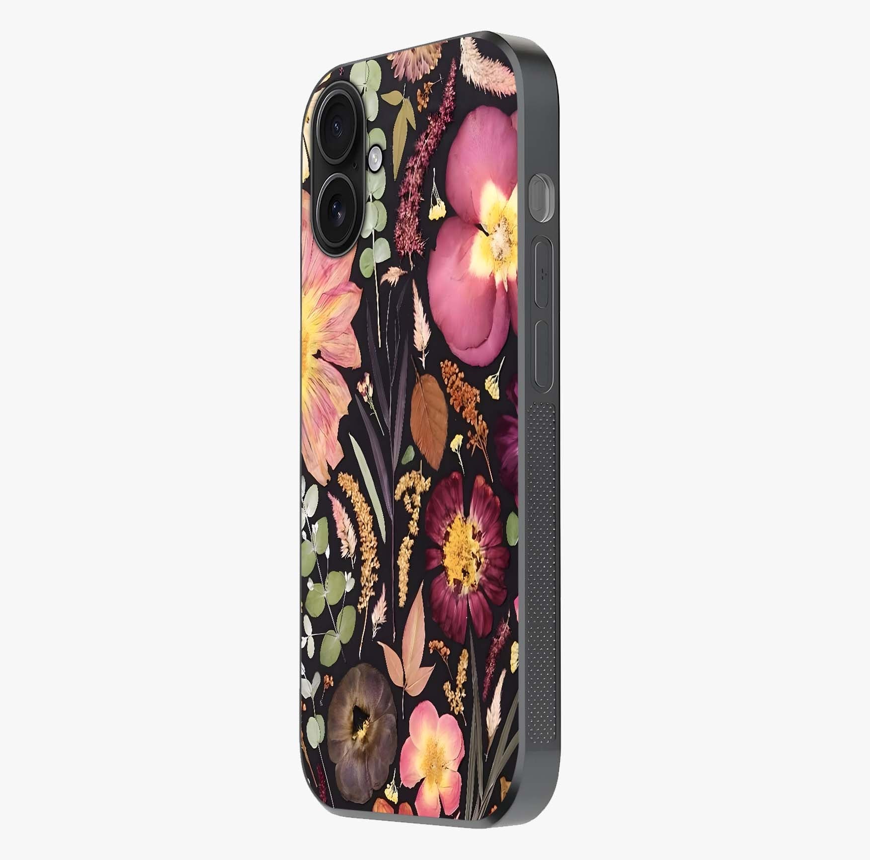 Petal Dream Tapestry Glass Case photographed in natural light showing reflective finish and design depth.