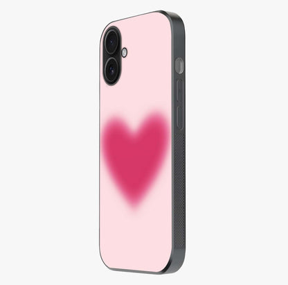 Pink Aura Heart Glass Case photographed in natural light showing reflective finish and design depth.