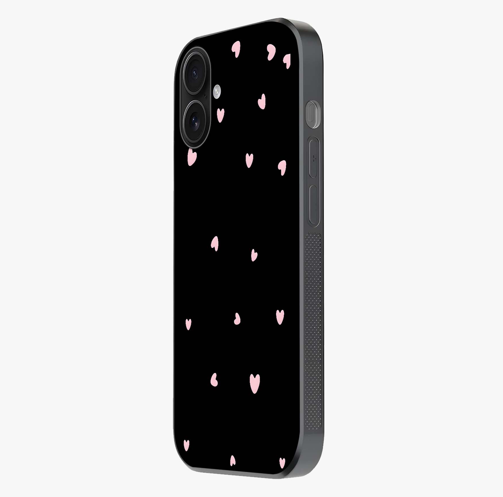 Pink Love Drops Glass Case photographed in natural light showing reflective finish and design depth.