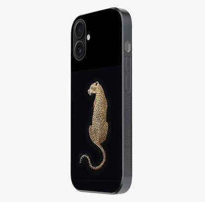 Regal Leopard Glass Case photographed in natural light showing reflective finish and design depth.