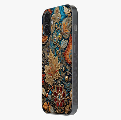 Royal Jewel Garden Glass Case photographed in natural light showing reflective finish and design depth.