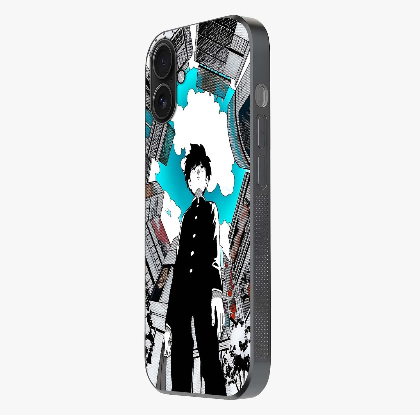 Silent Psychic Awakening Glass Case photographed in natural light showing reflective finish and design depth.