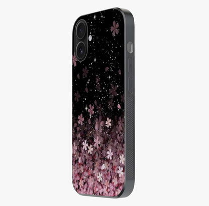 Small Starry Flowers Glass Case photographed in natural light showing reflective finish and design depth.