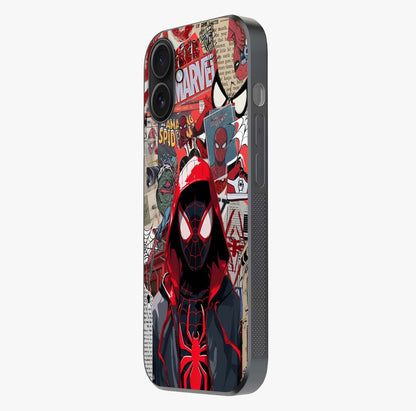 Spider Collage Street Glass Case photographed in natural light showing reflective finish and design depth.