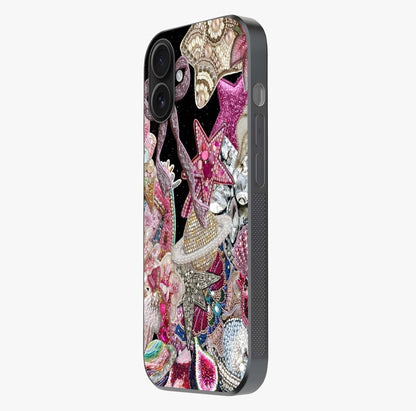 Starlit Jewel Dream Glass Case photographed in natural light showing reflective finish and design depth.