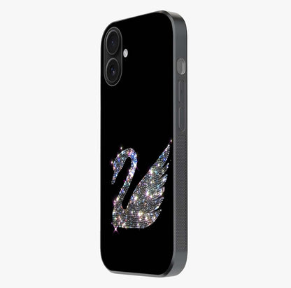 Starlit Swan Grace Glass Case photographed in natural light showing reflective finish and design depth.