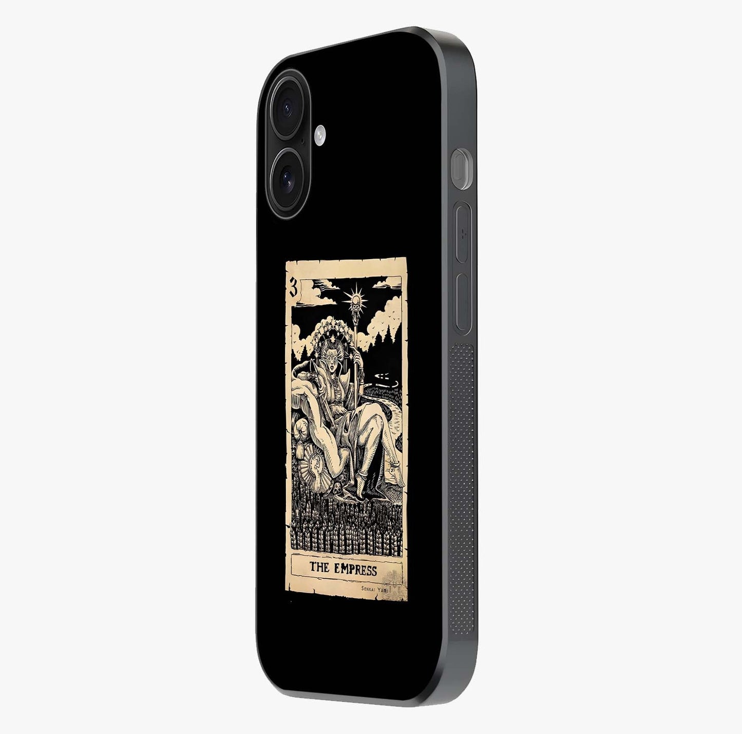 The Empress Glass Case photographed in natural light showing reflective finish and design depth.