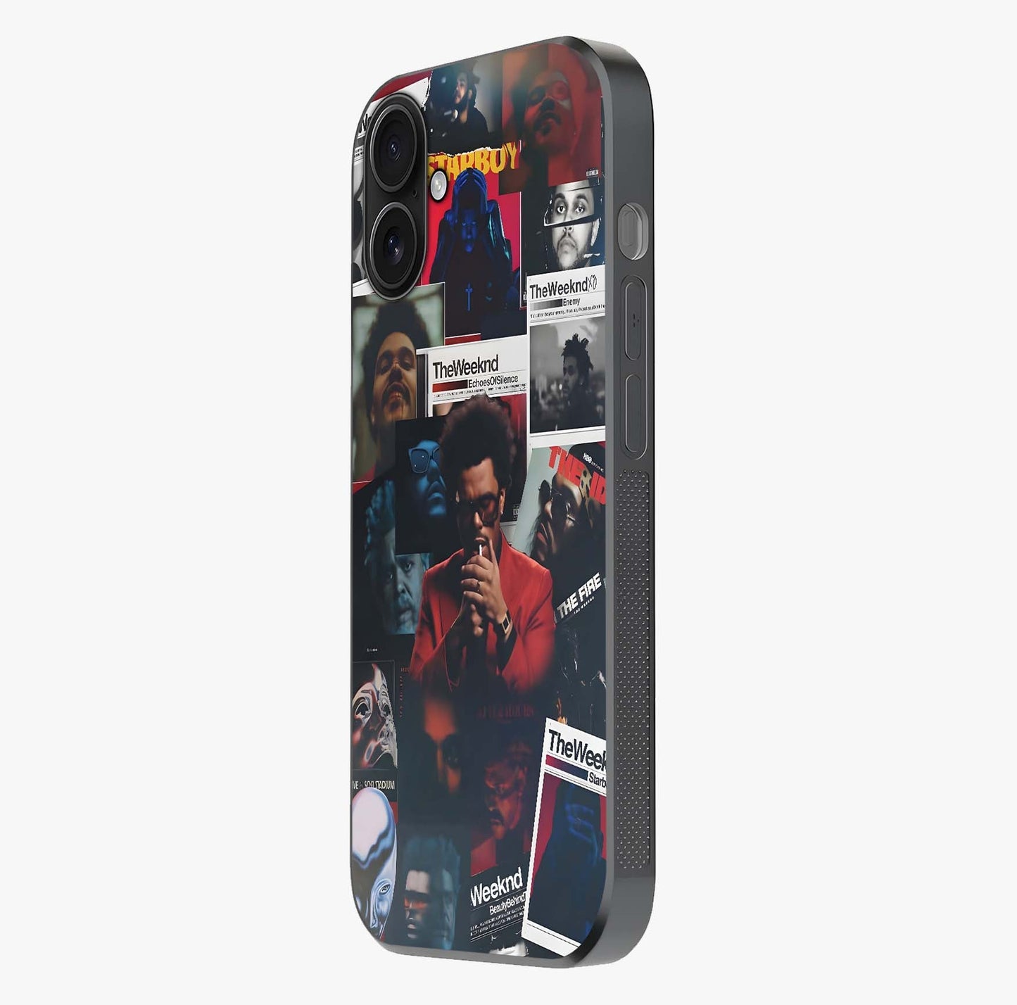 The Weeknd Glass Case photographed in natural light showing reflective finish and design depth.