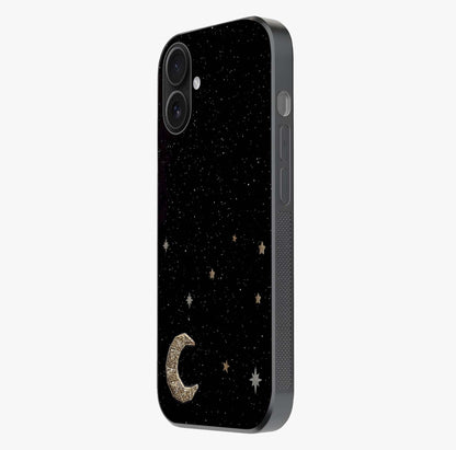 Twinkle Star With Half Moon Glass Case photographed in natural light showing reflective finish and design depth.