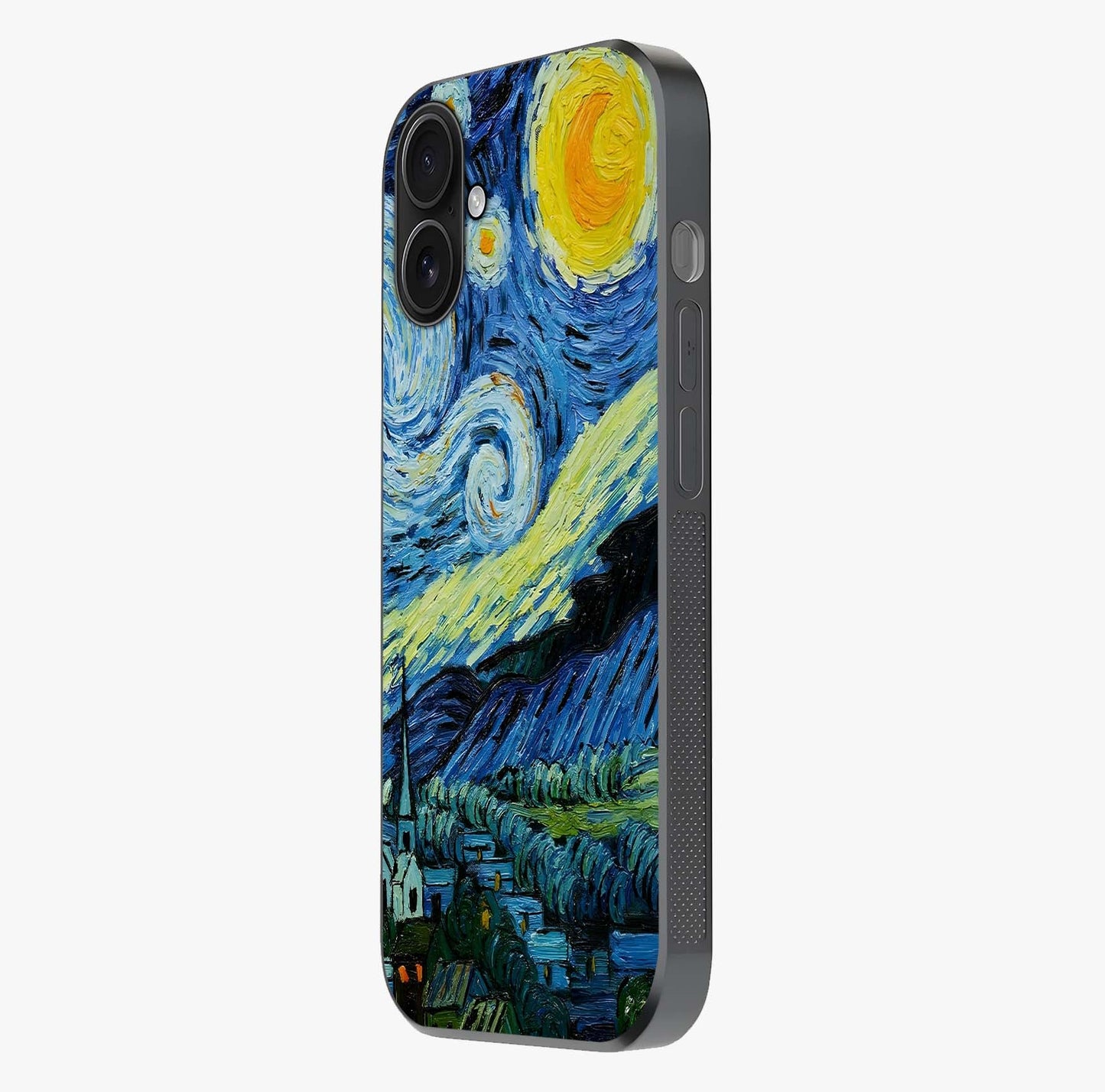 Van Gogh Art Glass Case photographed in natural light showing reflective finish and design depth.