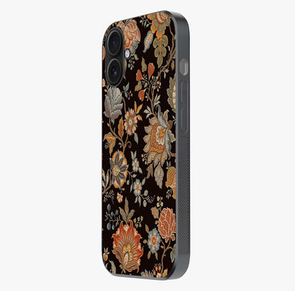 Vintage Floral Dream Glass Case photographed in natural light showing reflective finish and design depth.