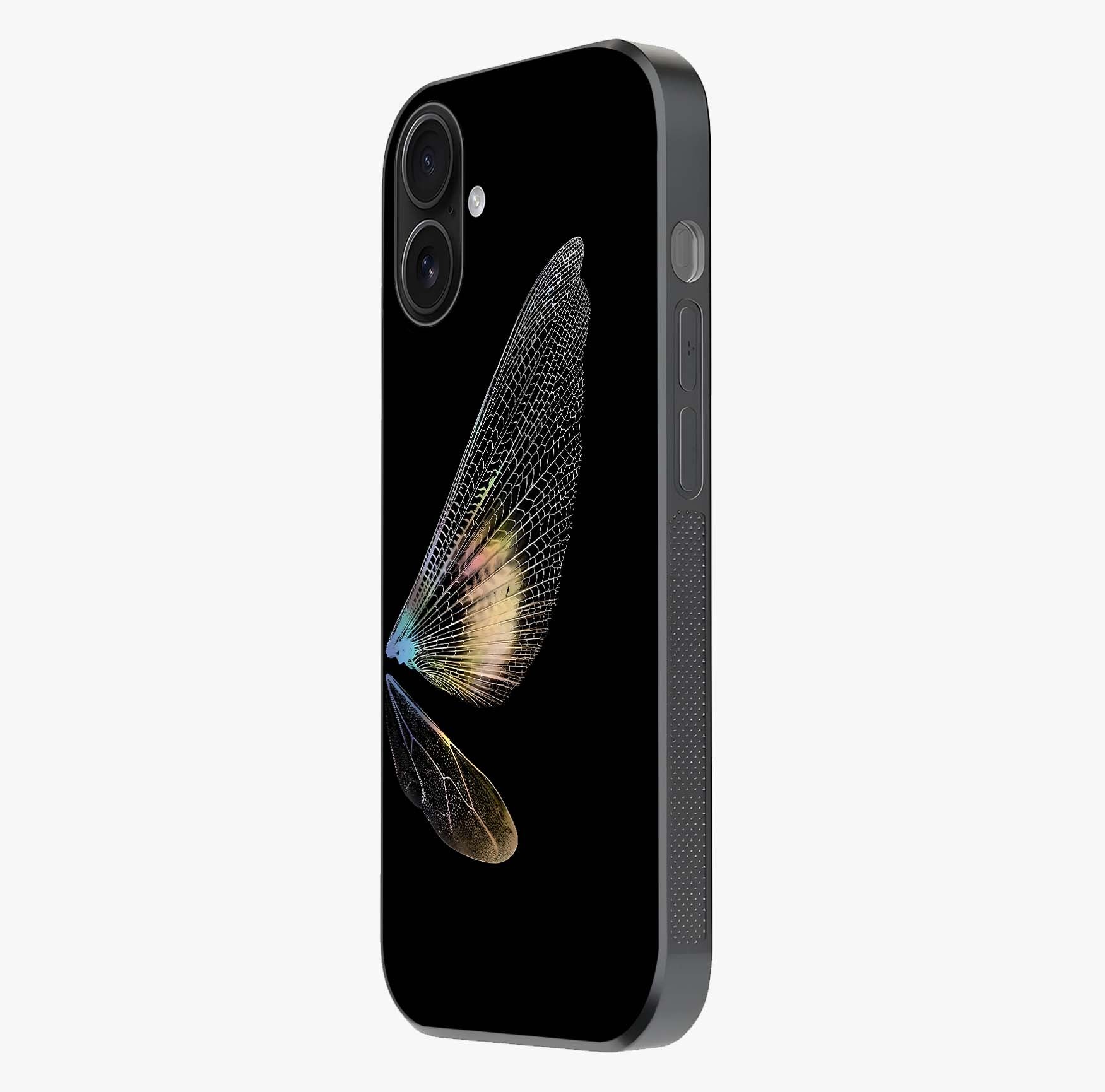 Whispers Of Wings Glass Case photographed in natural light showing reflective finish and design depth.