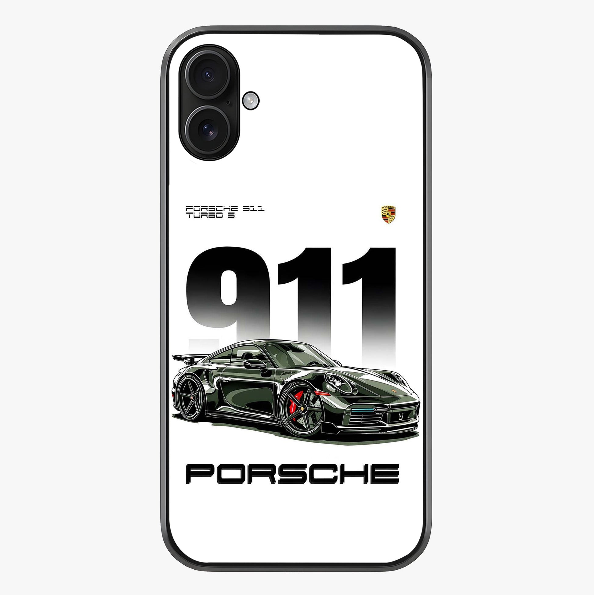 911 Turbo Dominance Glass Case showing full back design in clean flat view with glossy glass finish.