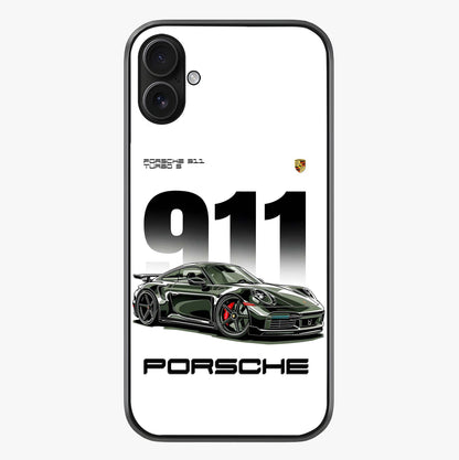 911 Turbo Dominance Glass Case showing full back design in clean flat view with glossy glass finish.