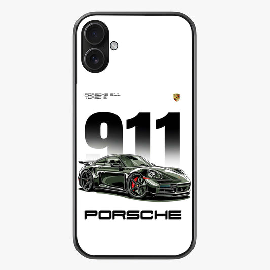 911 Turbo Dominance Glass Case showing full back design in clean flat view with glossy glass finish.