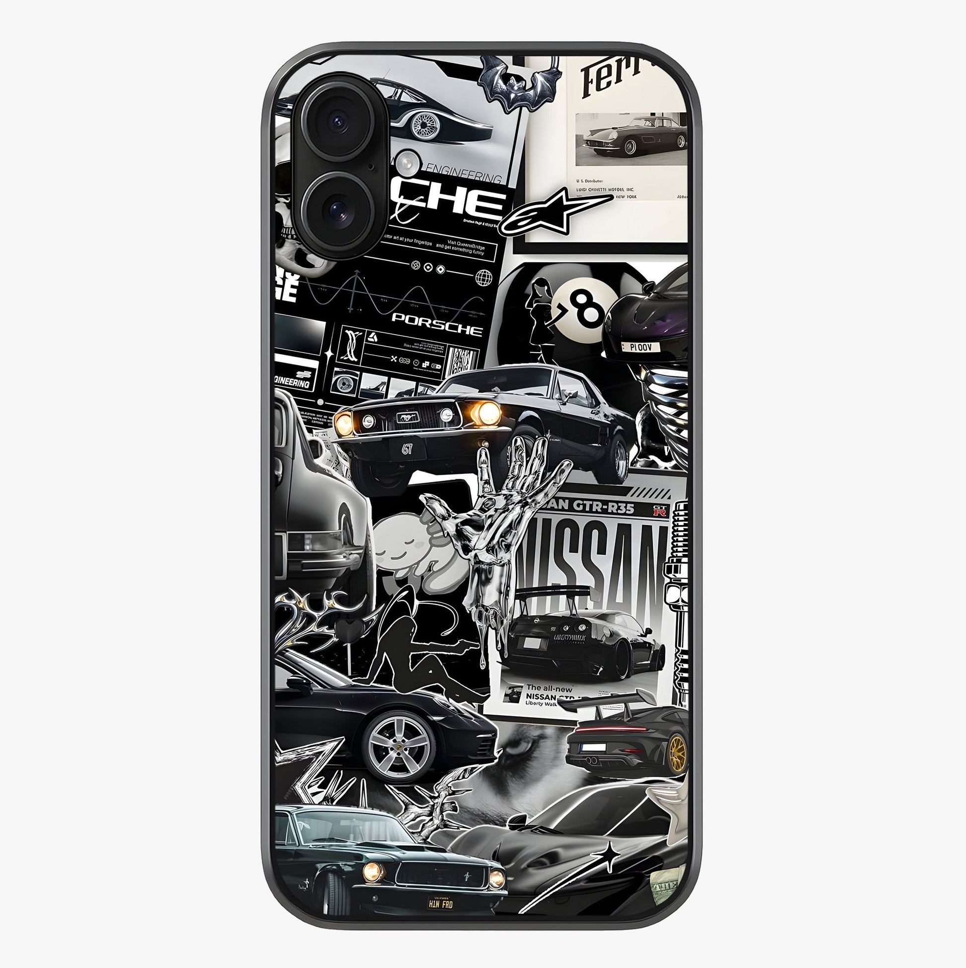 Aesthetic Dark Love Glass Case showing full back design in clean flat view with glossy glass finish.