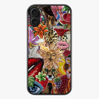 Beaded Fashion Jungle Glass Case showing full back design in clean flat view with glossy glass finish.