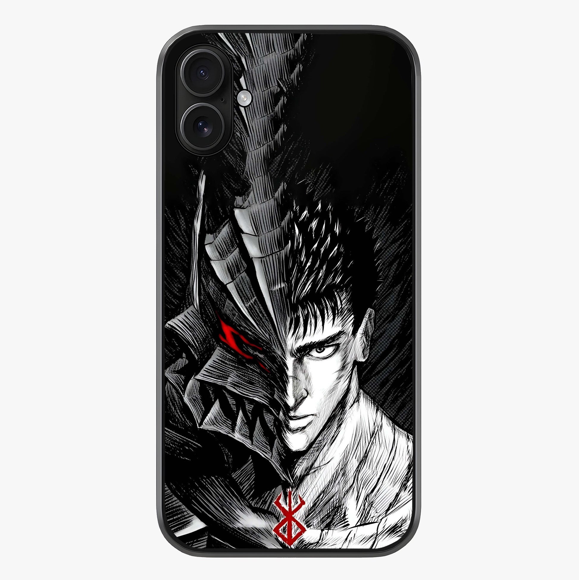 Berserker Blood Oath Glass Case showing full back design in clean flat view with glossy glass finish.