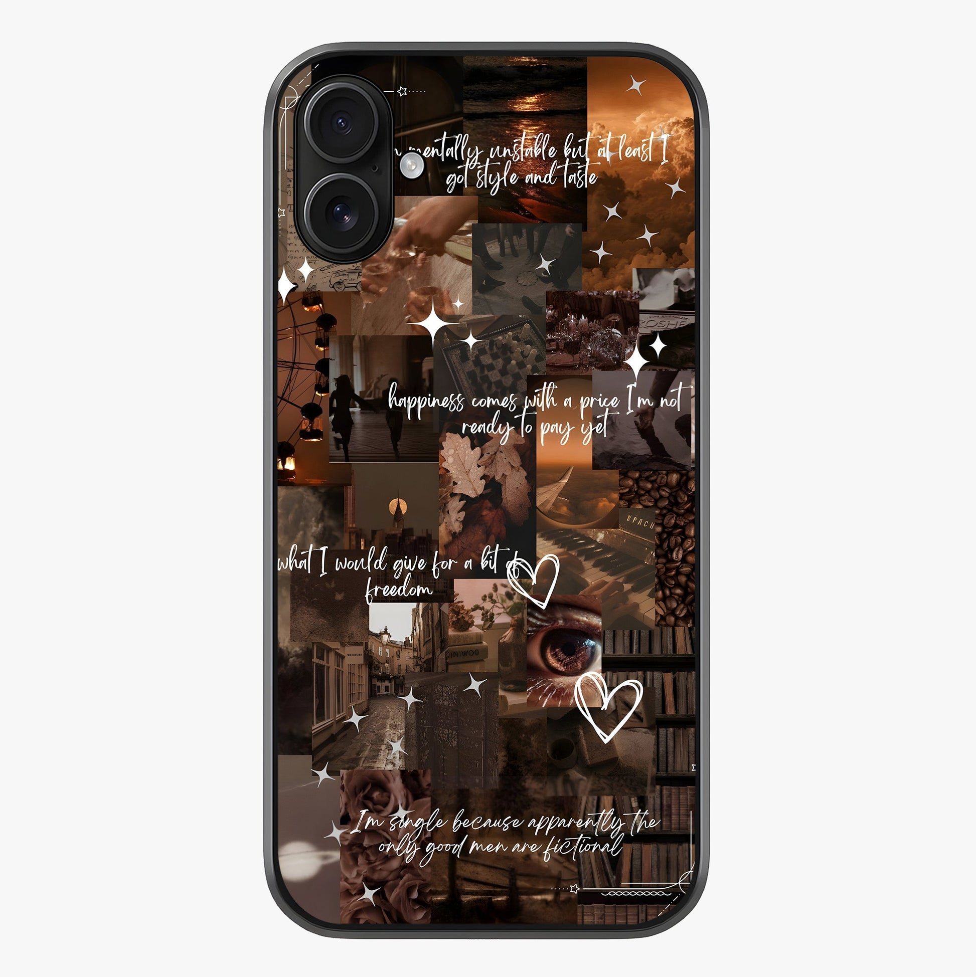 Bittersweet Aesthetic Chaos Glass Case showing full back design in clean flat view with glossy glass finish.
