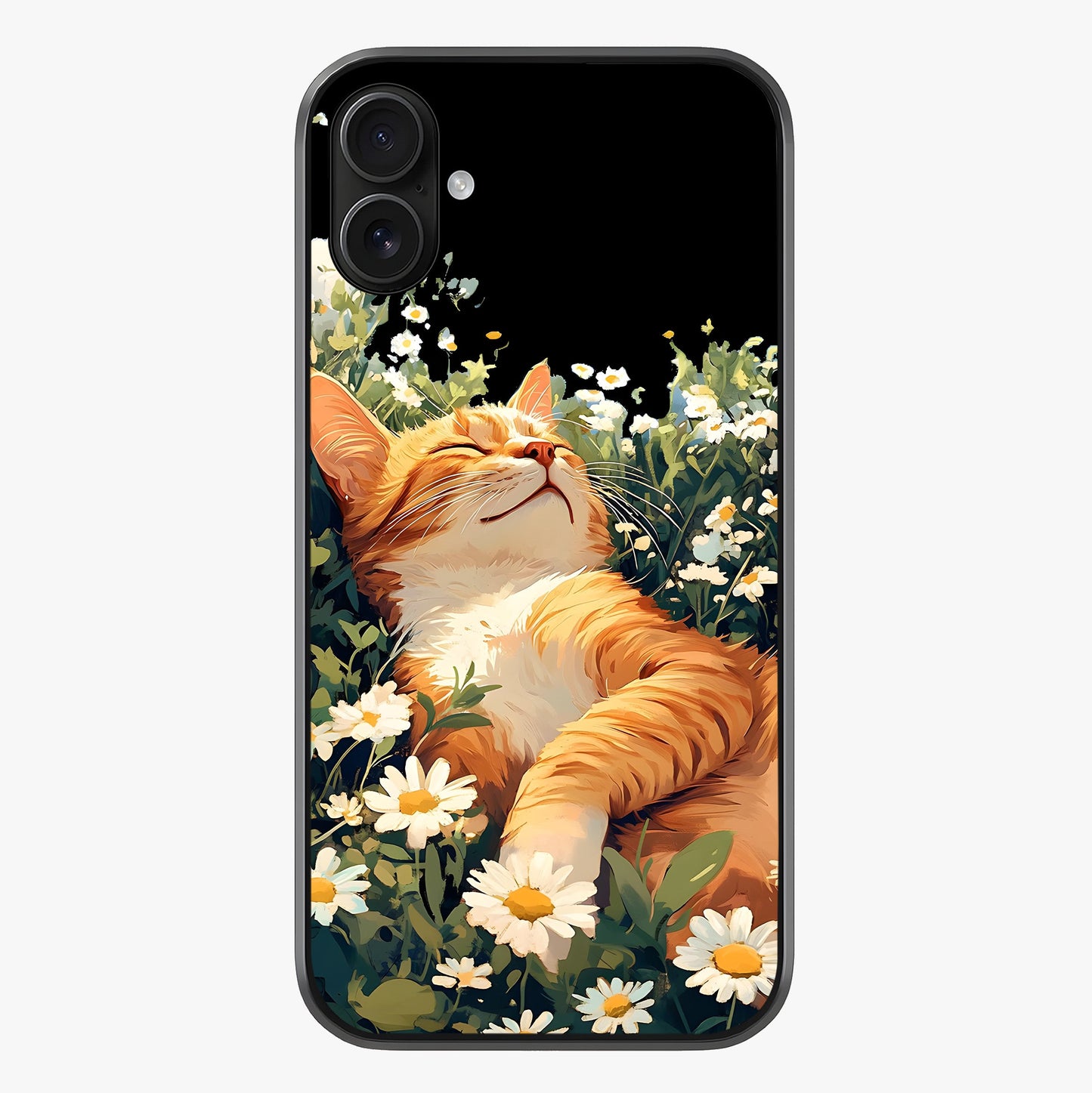 lissful Bloom Cat Glass Case showing full back design in clean flat view with glossy glass finish.