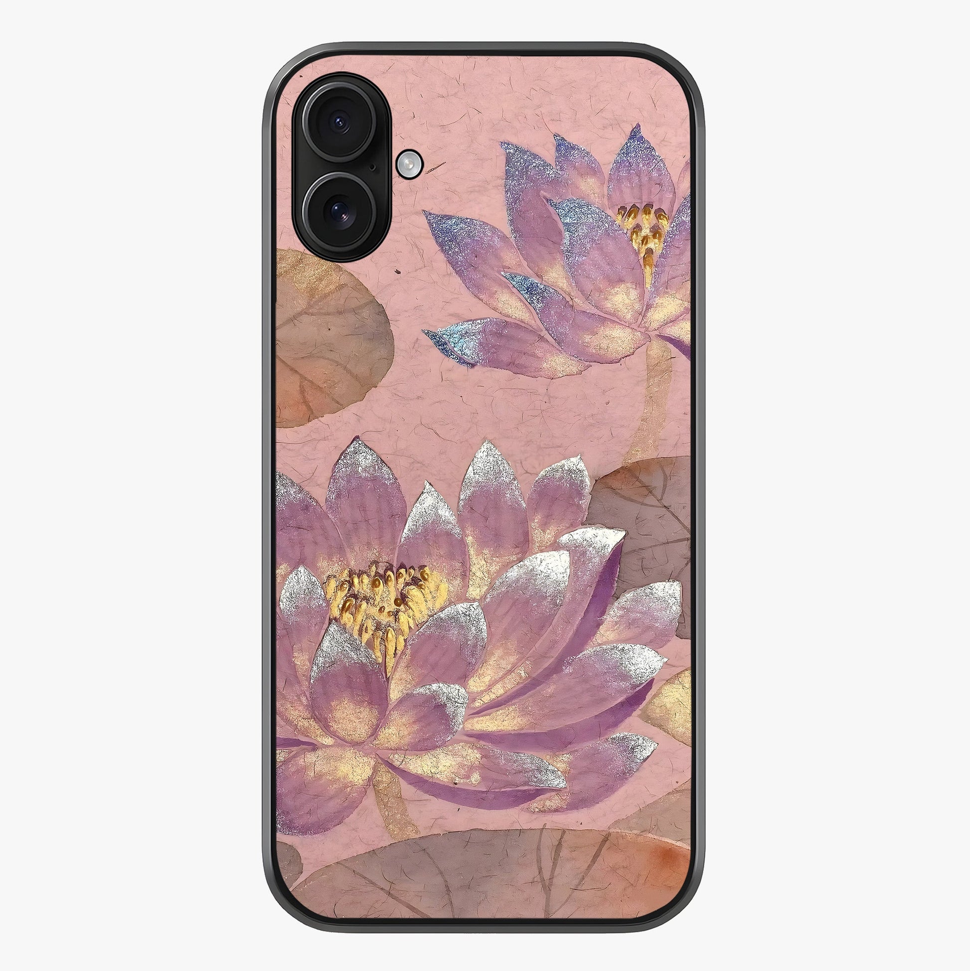 Blossom Mist Lotus Glass Case showing full back design in clean flat view with glossy glass finish.