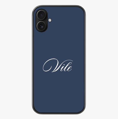 Blue Background Personalized Custom Name Glass Case showing full back design in clean flat view with glossy glass finish.