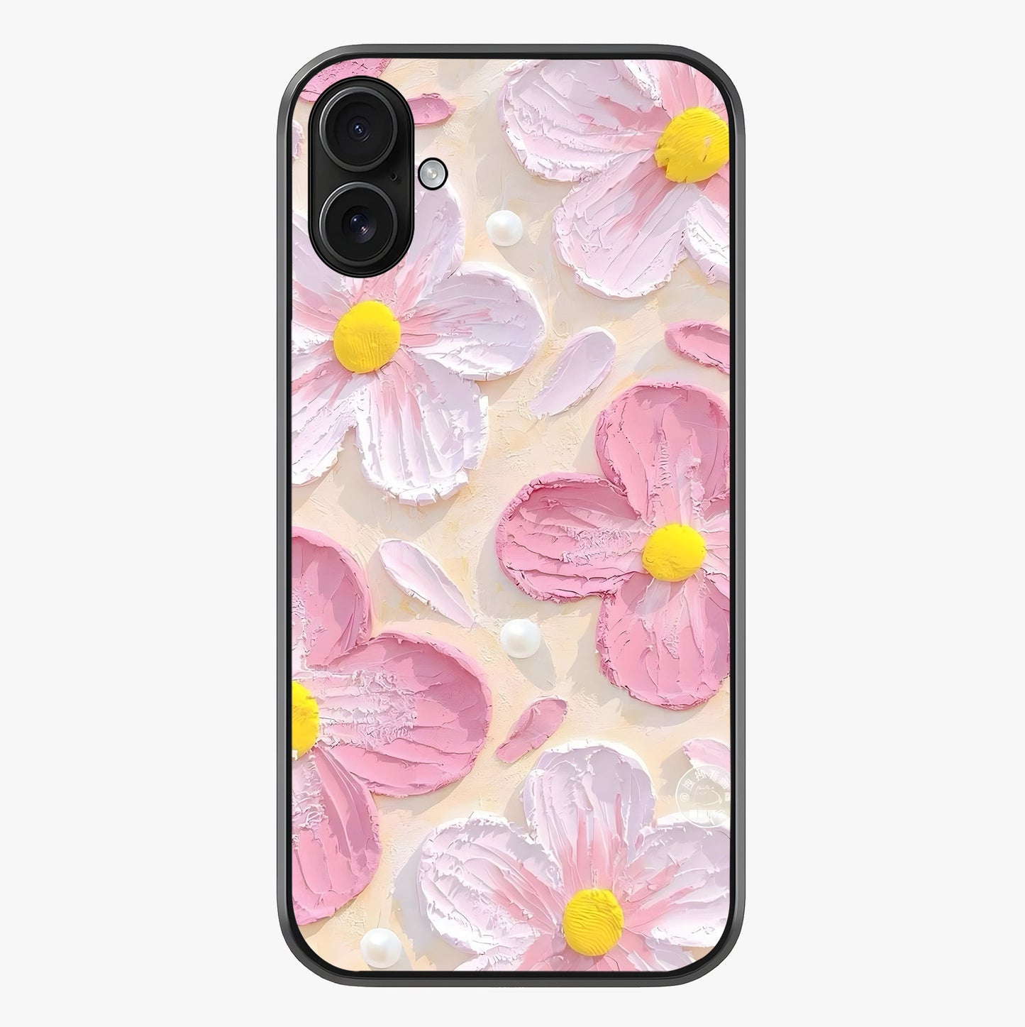 Blush Bloom Texture Glass Case showing full back design in clean flat view with glossy glass finish.