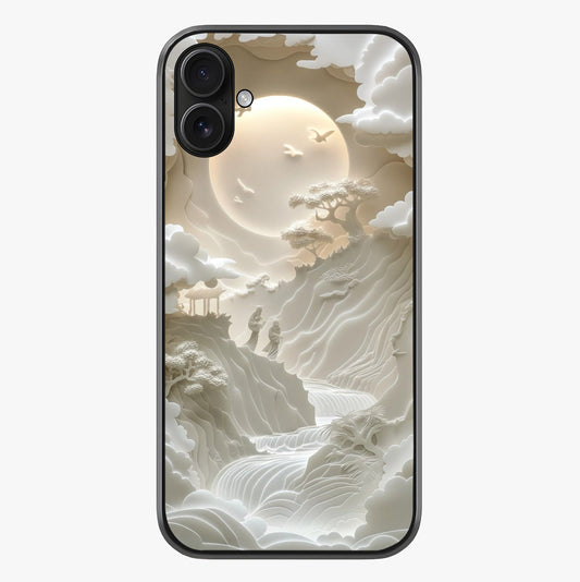 Celestial Origami Glass Case showing full back design in clean flat view with glossy glass finish.