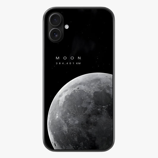 Cosmic Moon Glow Glass Case showing full back design in clean flat view with glossy glass finish.
