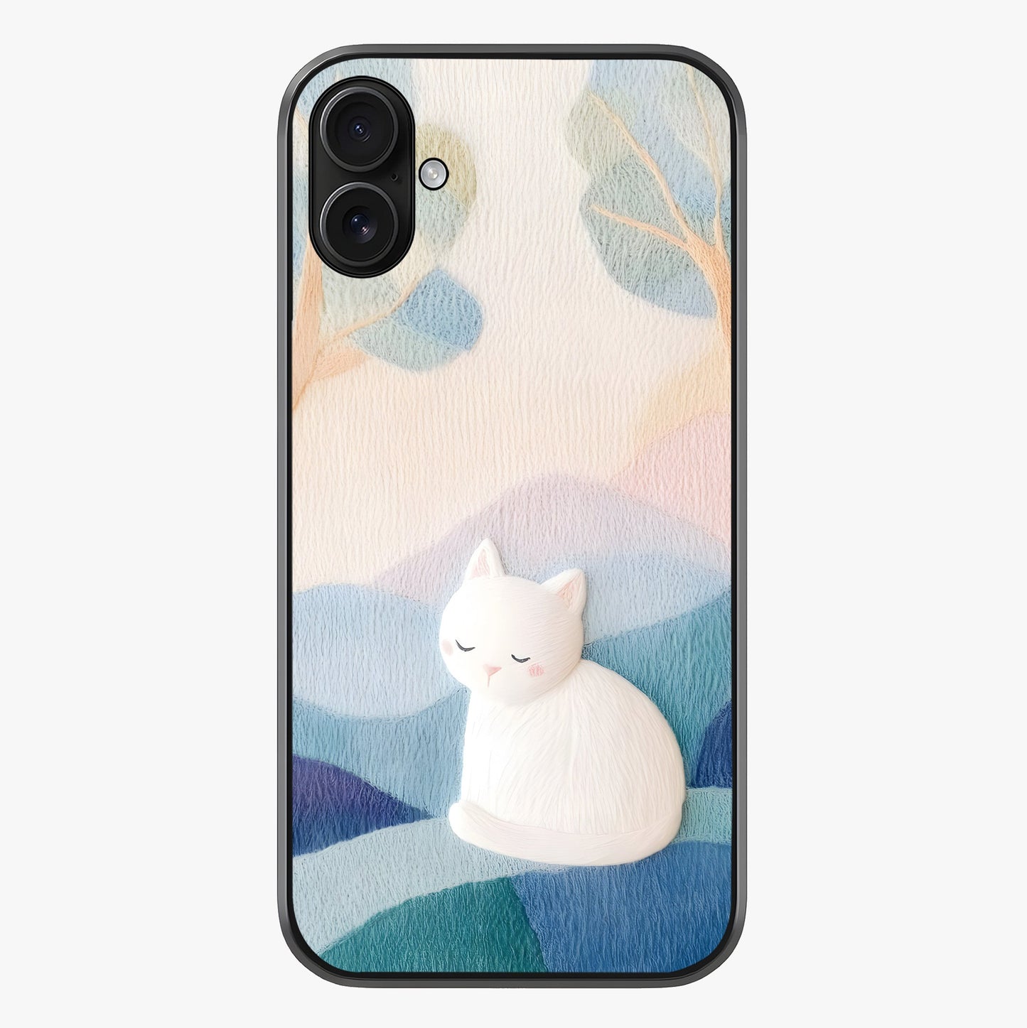 Cotton Dream Cat Glass Case showing full back design in clean flat view with glossy glass finish.