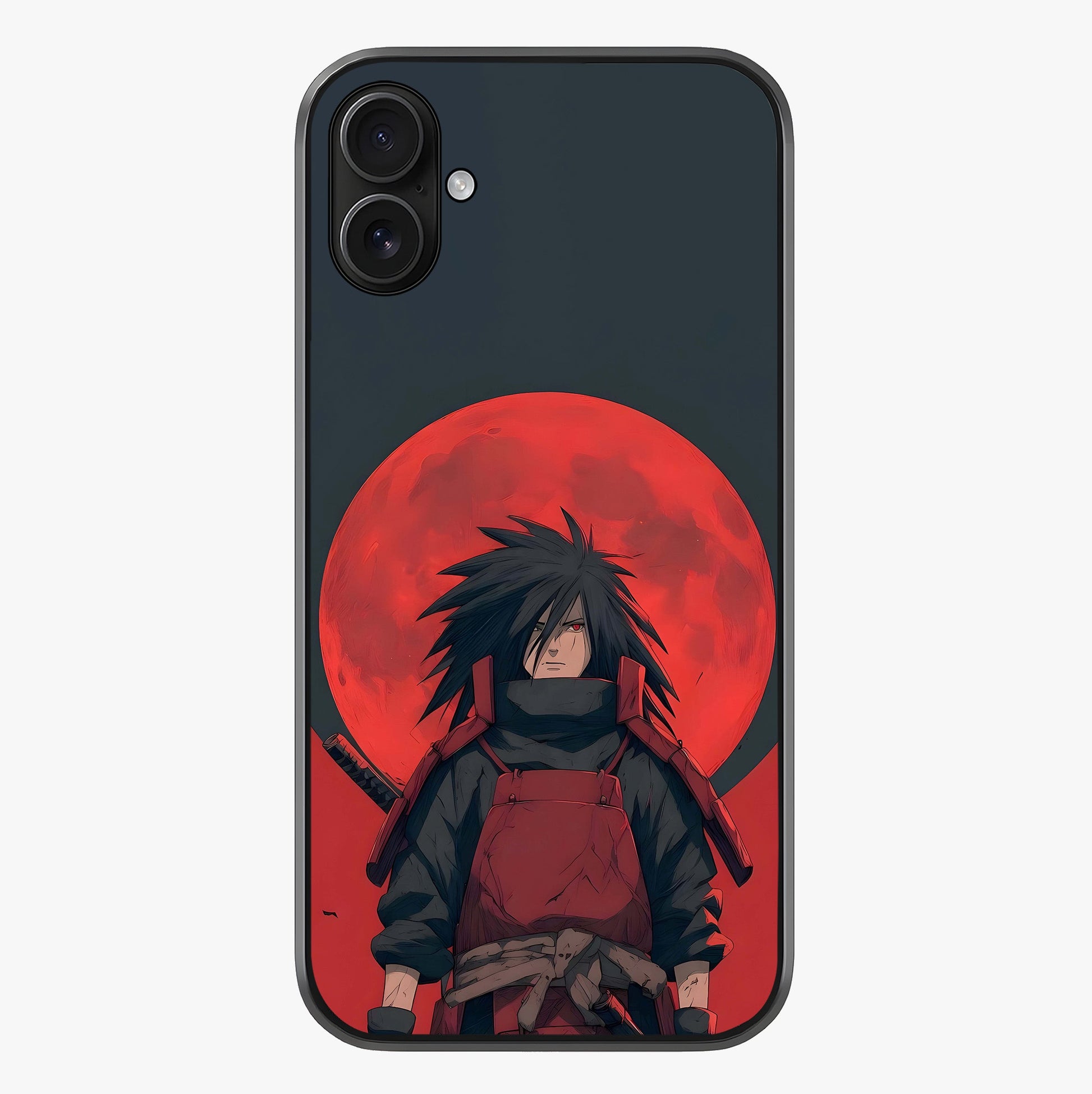 Crimson Moon Warlord Glass Case showing full back design in clean flat view with glossy glass finish.