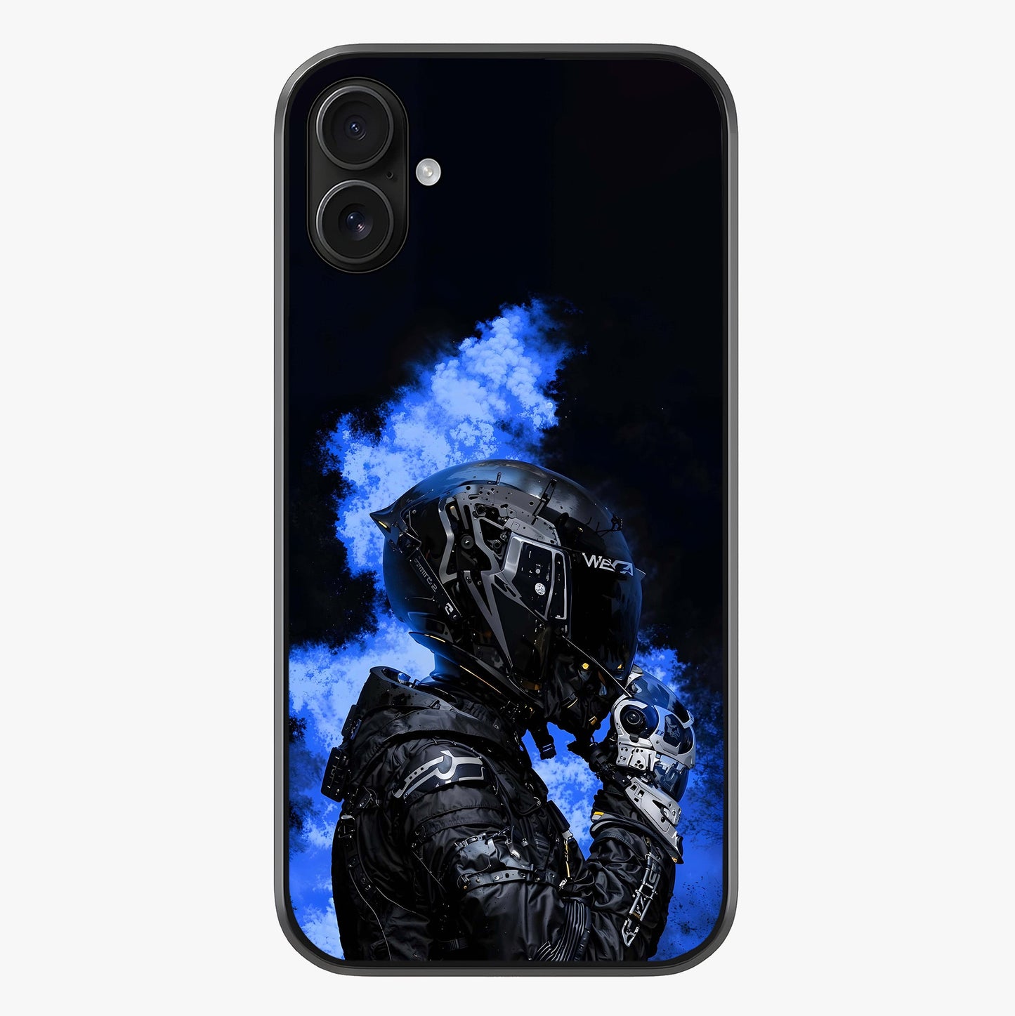 Cyber Sentinel Protocol Glass Case showing full back design in clean flat view with glossy glass finish.