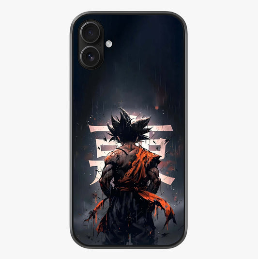 Dark Warrior In Rain Glass Case showing full back design in clean flat view with glossy glass finish.