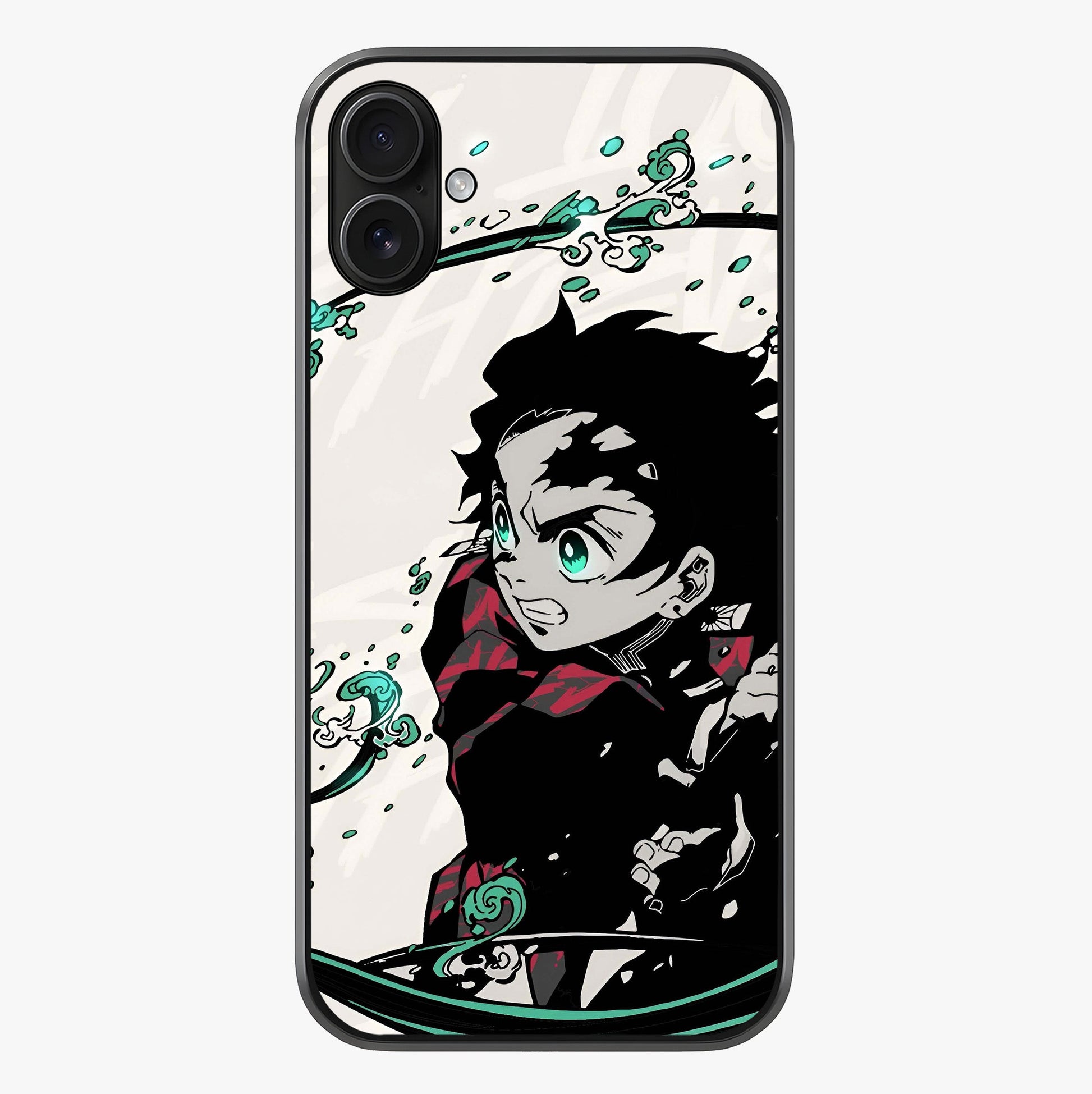Demon Slayer Glass Case showing full back design in clean flat view with glossy glass finish.