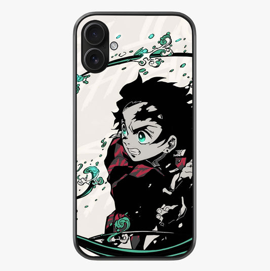 Demon Slayer Glass Case showing full back design in clean flat view with glossy glass finish.