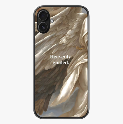 Divine Winged Grace Glass Case showing full back design in clean flat view with glossy glass finish.