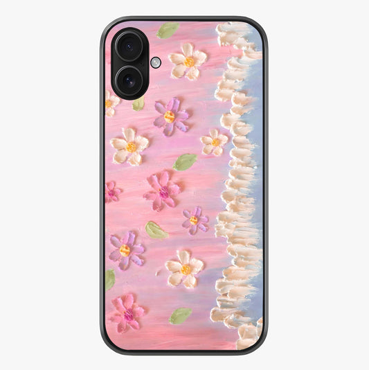 Dreamy Painted Garden Glass Case showing full back design in clean flat view with glossy glass finish.