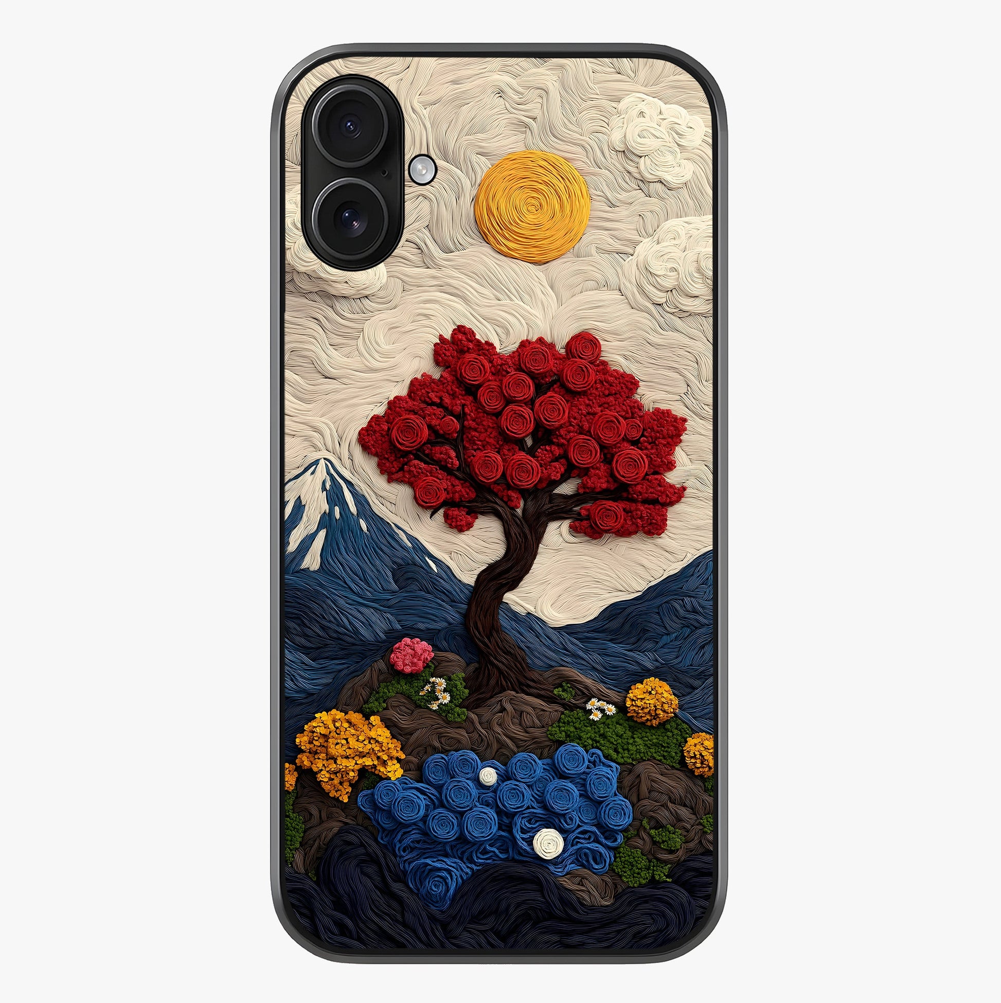 Eternal Nature Tapestry Glass Case showing full back design in clean flat view with glossy glass finish.