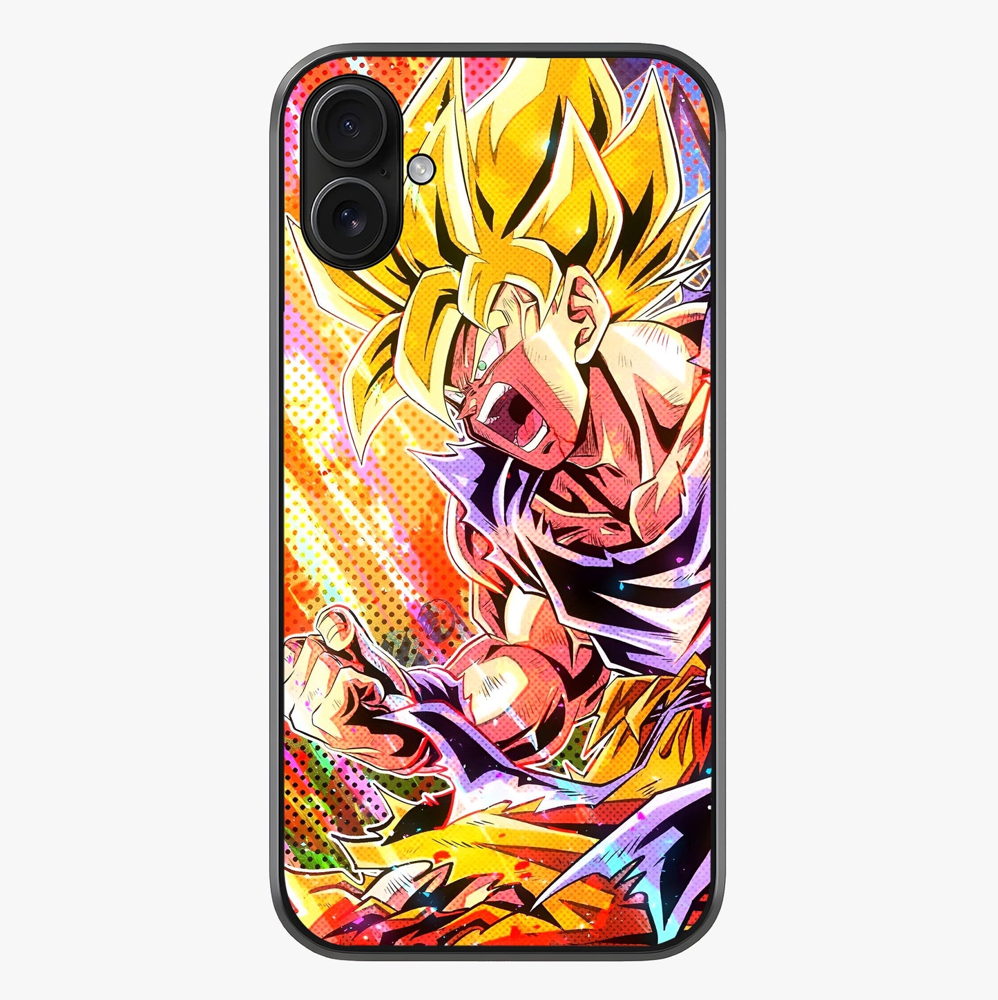 Firing Goku Glass Case showing full back design in clean flat view with glossy glass finish.