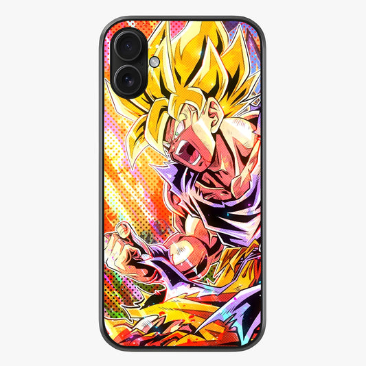 Firing Goku Glass Case showing full back design in clean flat view with glossy glass finish.